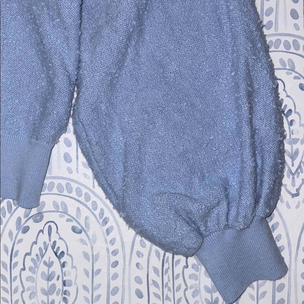Free People Found My Friend Blue Knit Texture Sweater Pullover Size Small - Picture 6 of 6